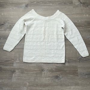 NUGGETS Vintage White Cream Patterned Cable Knit Sweater